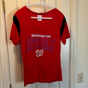 Majestic Red and Blue Nationals V-Neck Tee